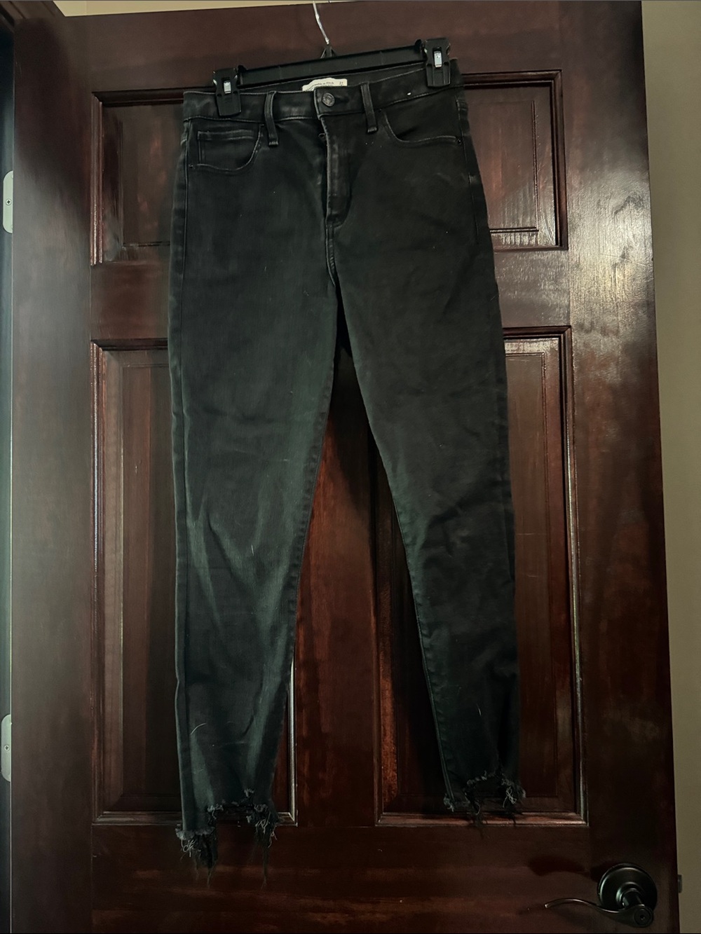 Abercrombie & Fitch Black Skinny Jeans with Raw Hem